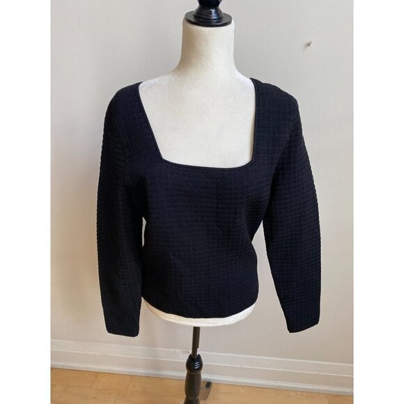 PROENZA Schouler Women Square Neck Quilted Sweater Sz XL White Label - Picture 2 of 10